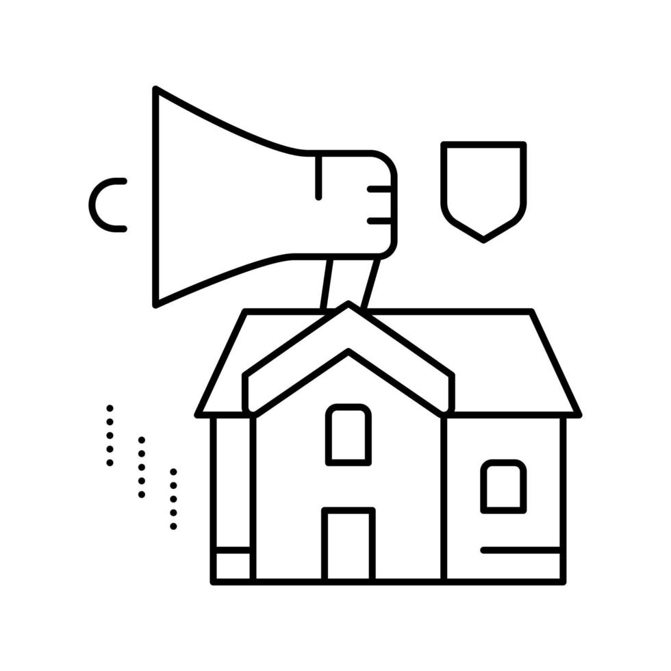 casa venta altavoz línea icono vector ilustración