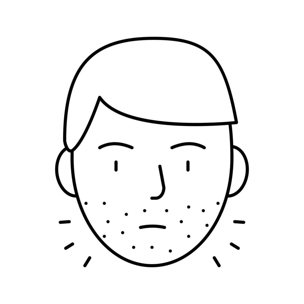 cara peluda hombre línea icono vector ilustración