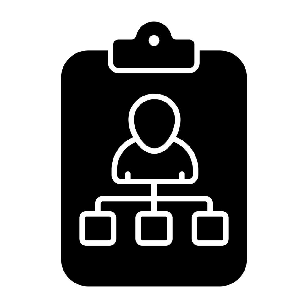 A filled design icon of user hierarchy vector