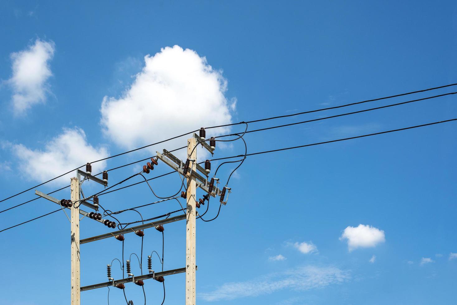 Electric pole and blue sky photo