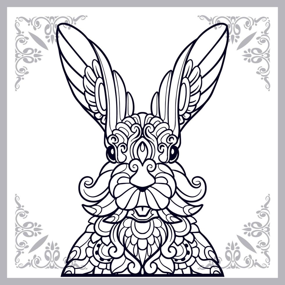 Easter rabbit head mandala arts isolated on white background vector