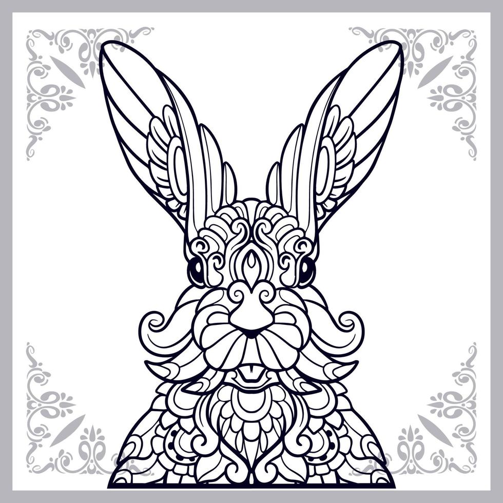 Easter rabbit head mandala arts isolated on white background vector