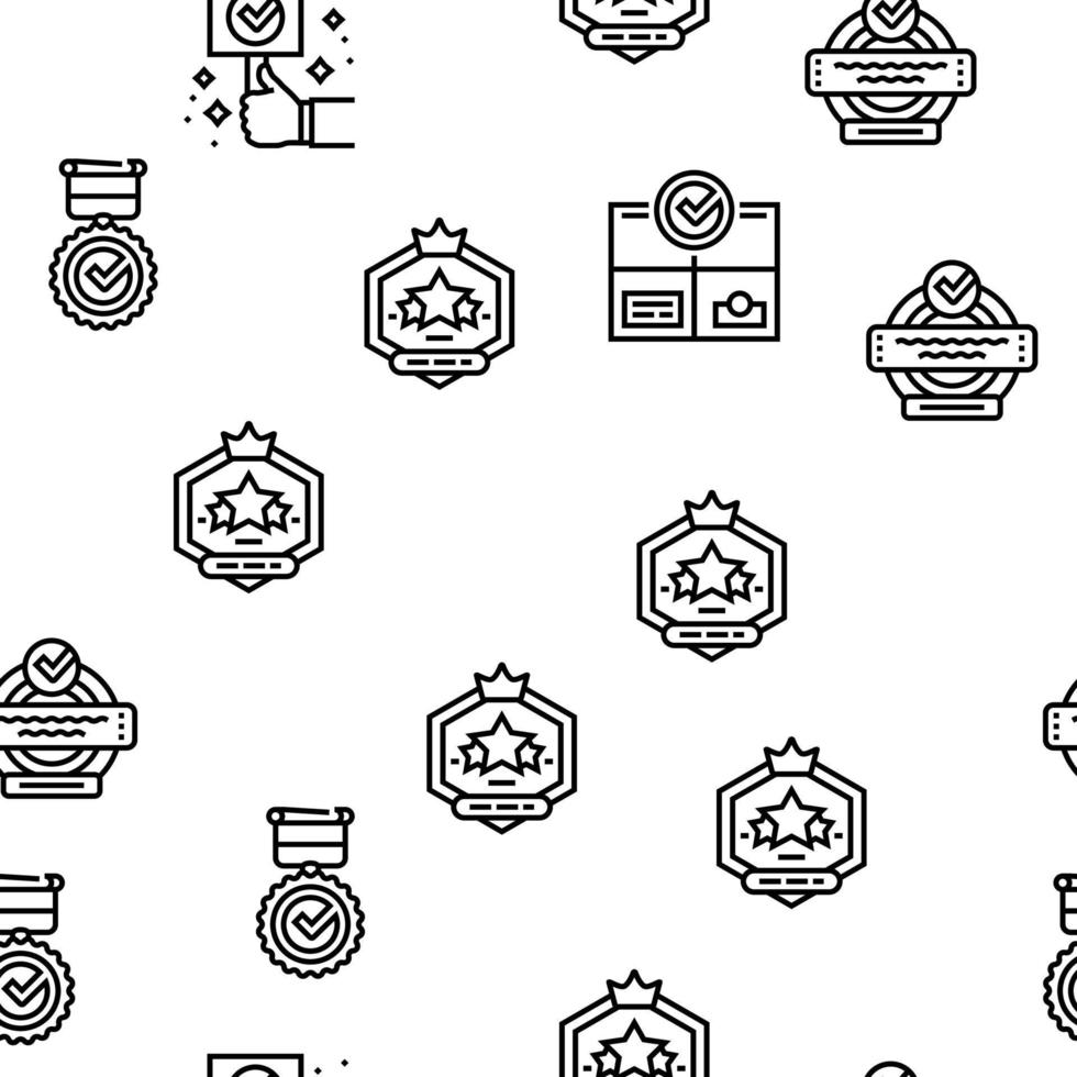 Quality Approve Mark And Medal vector seamless pattern