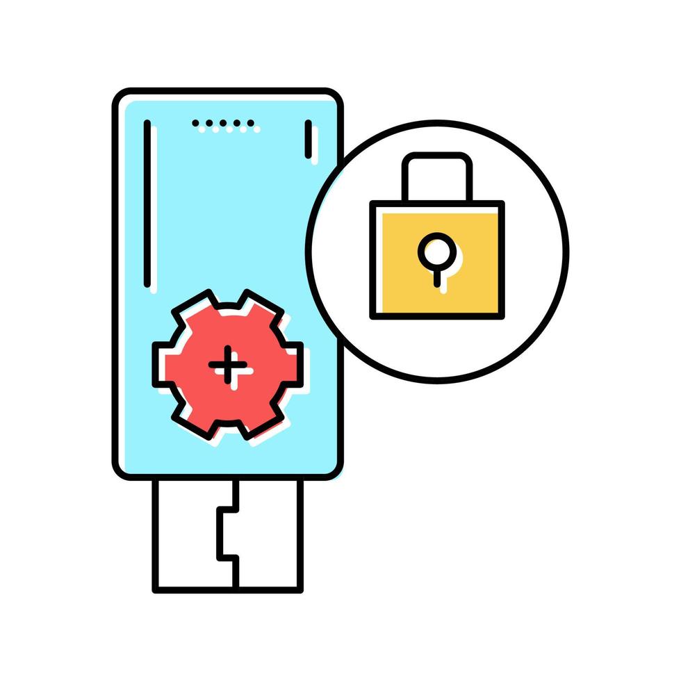 flash drive password color icon vector illustration