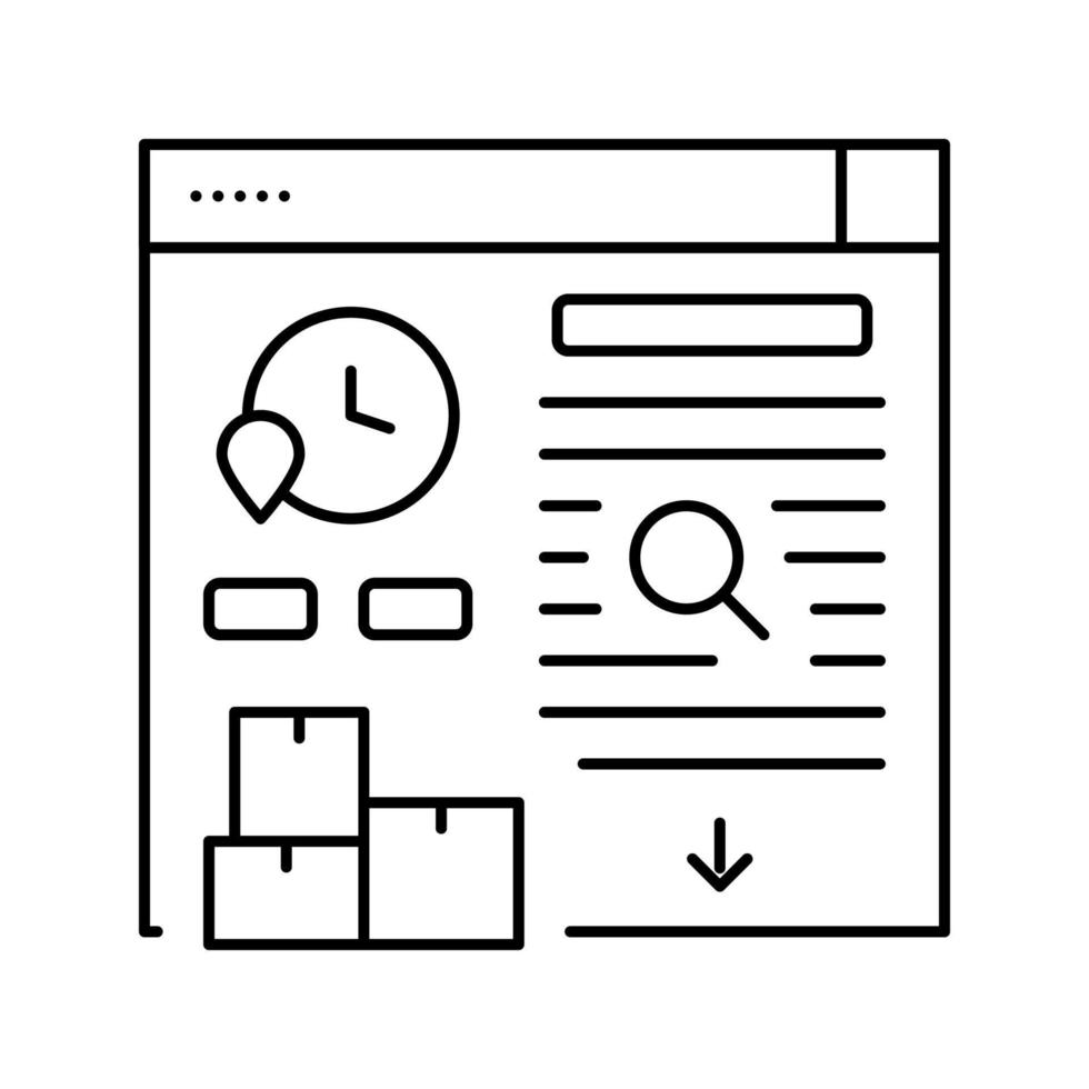 ilustración de vector de icono de línea de informe de historial de movimiento de inventario