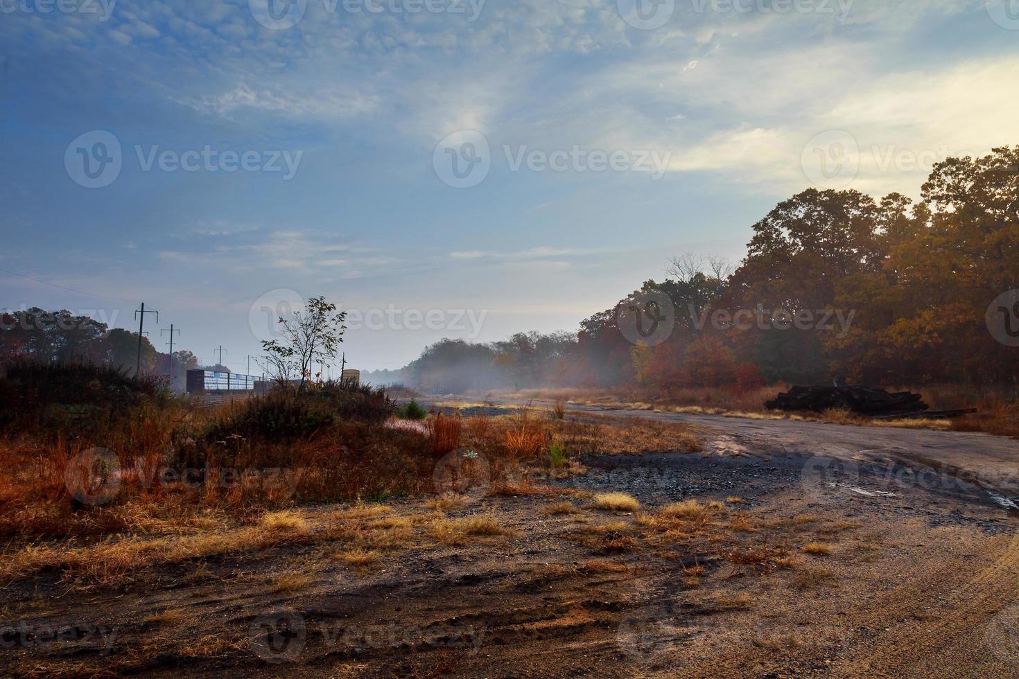 morning fog on railway photo