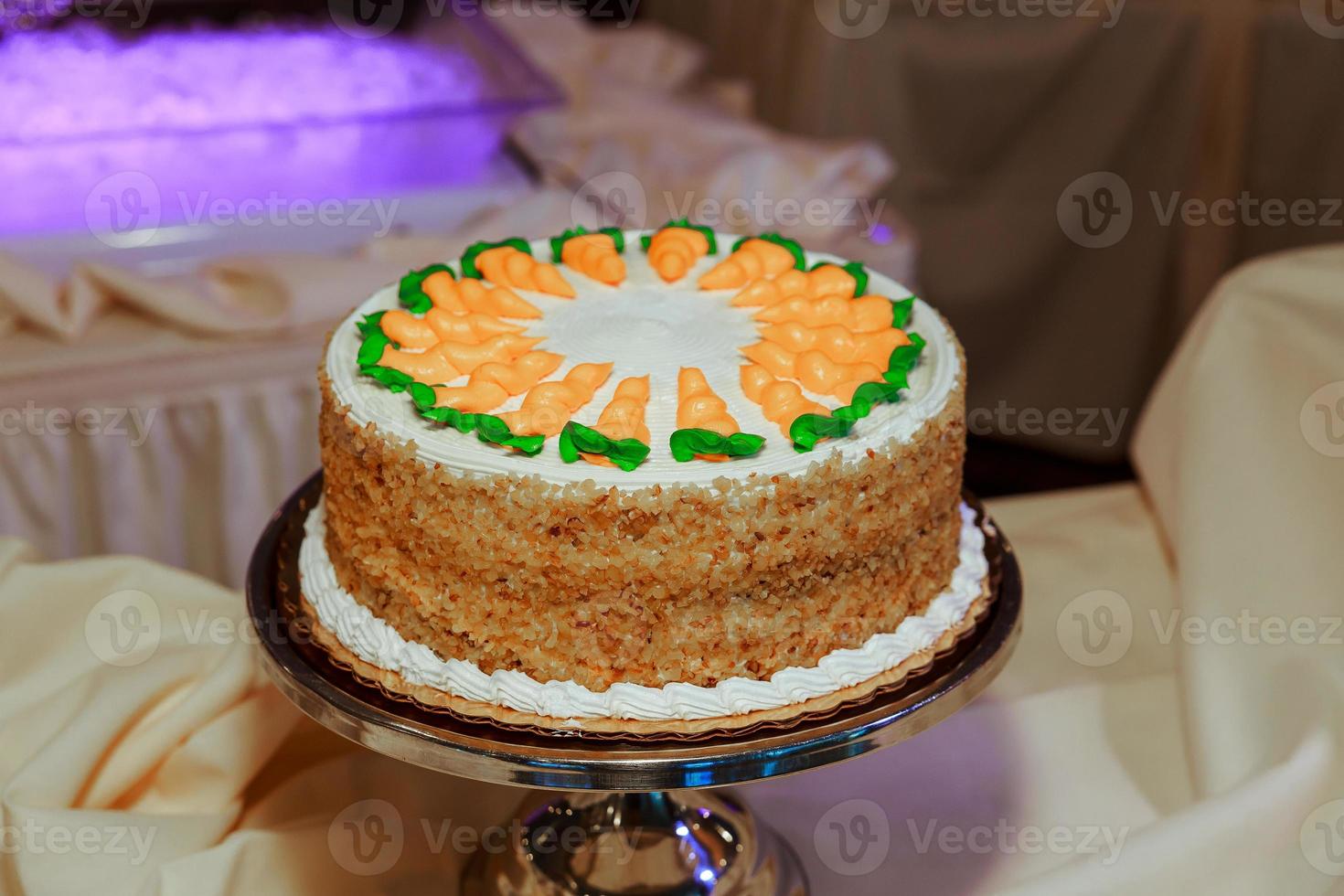 Elegant luxurious event arrangement sweets. dessert table Wedding decoration photo