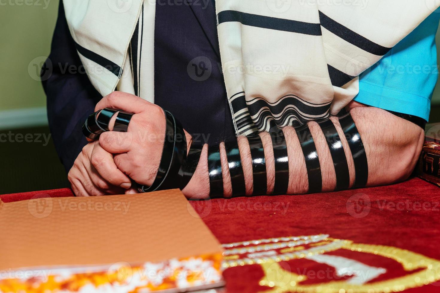 Jewish man dressed in ritual clothing photo