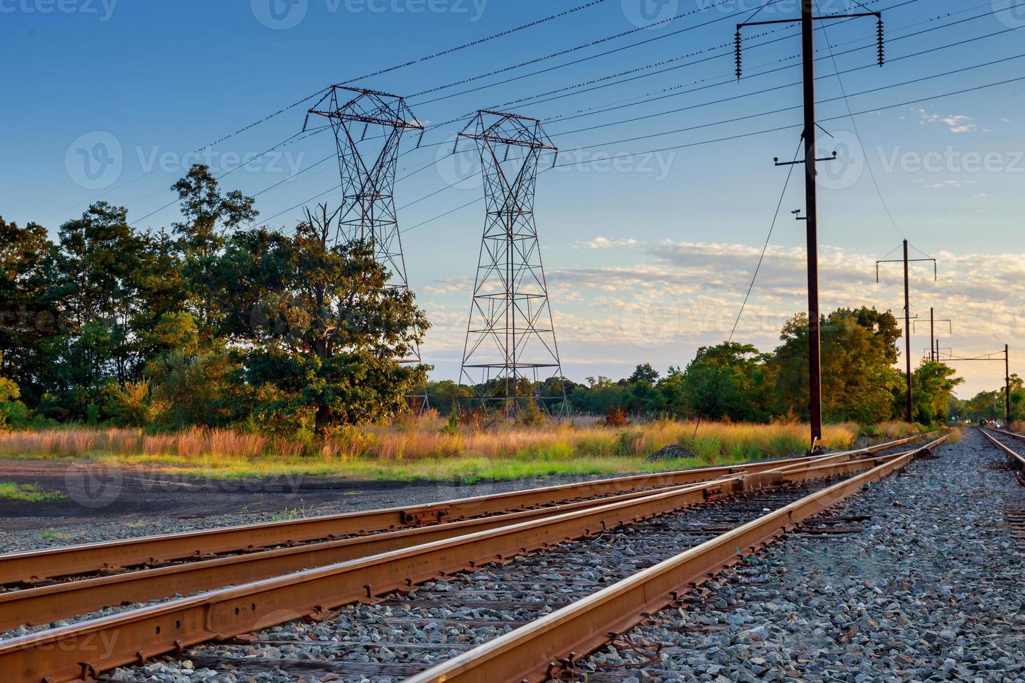 Cargo train platform at sunset. Railroad in Ukraine. Railway photo