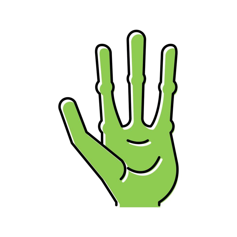 alien hand with four fingers color icon vector illustration