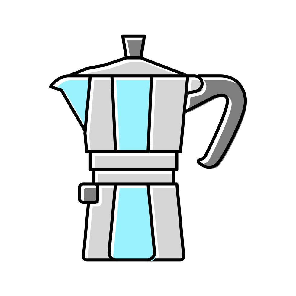 mocha pot coffee tool color icon vector illustration