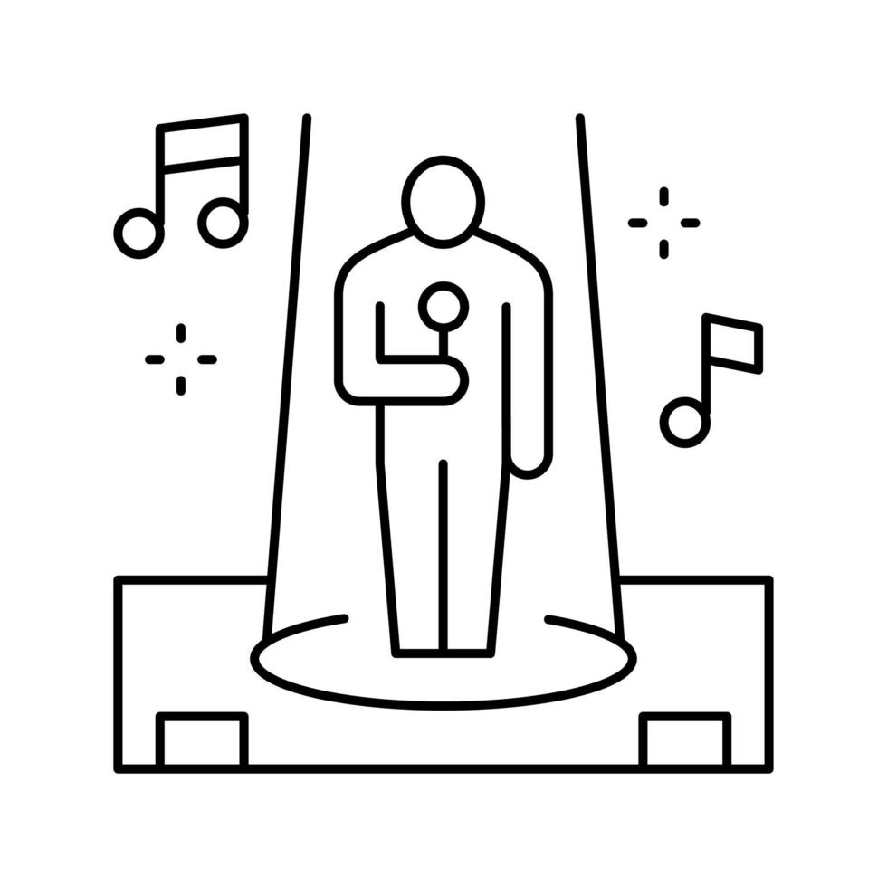singer performance song on stage line icon vector illustration