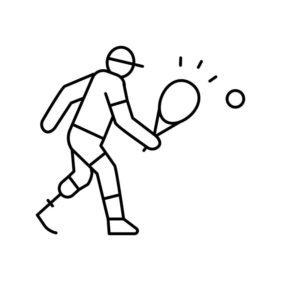 tennis play handicapped athlete line icon vector illustration