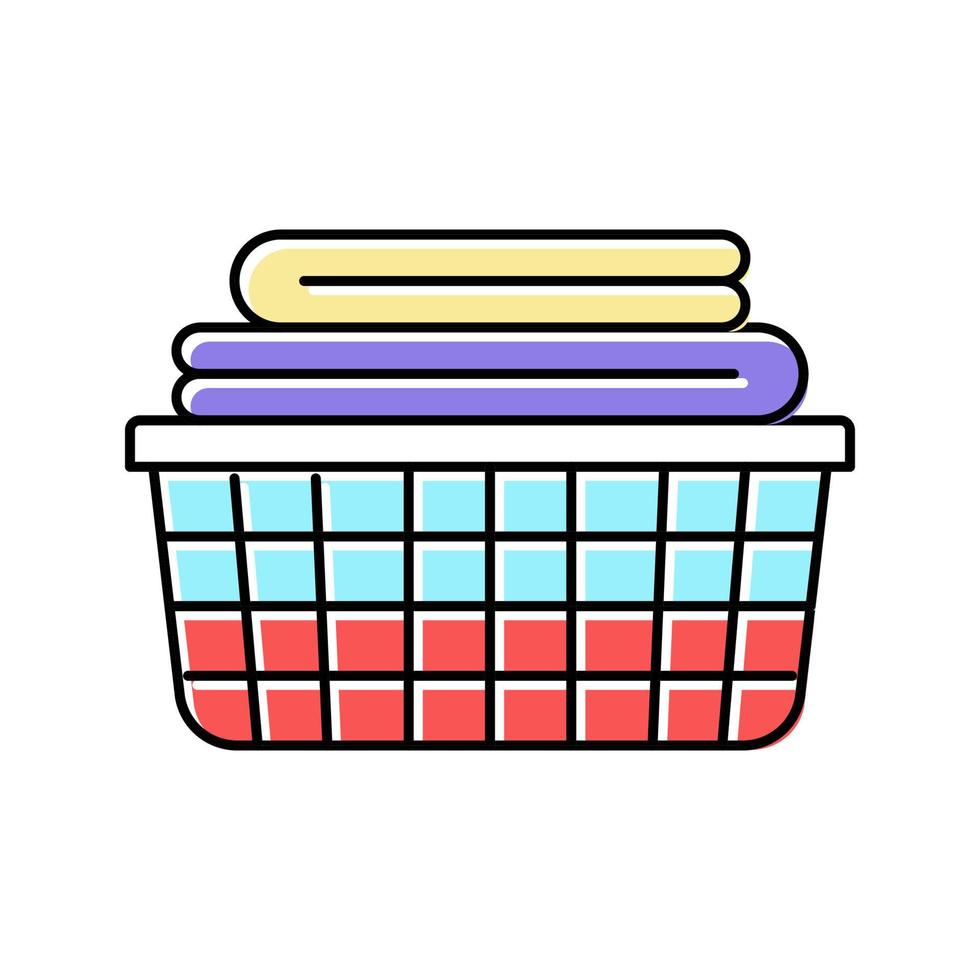 washed clean fabric clothes in basket color icon vector illustration