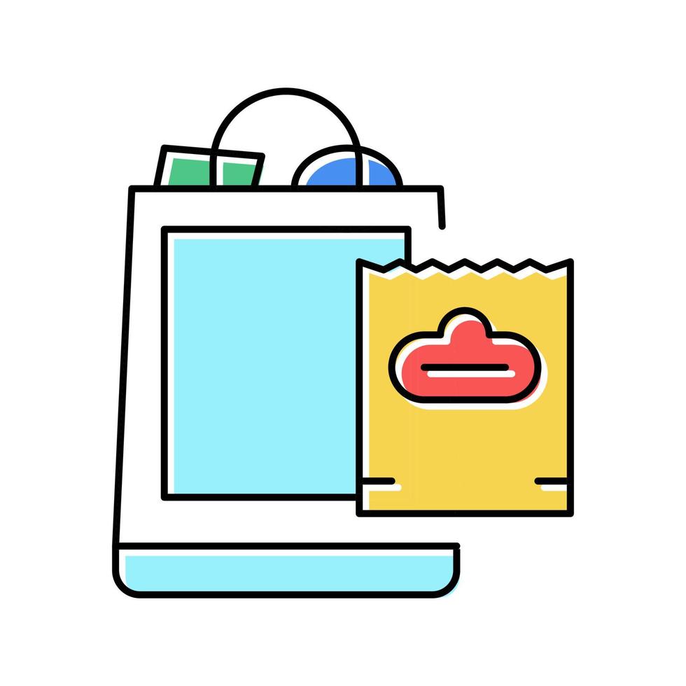 package with purchases color icon vector illustration