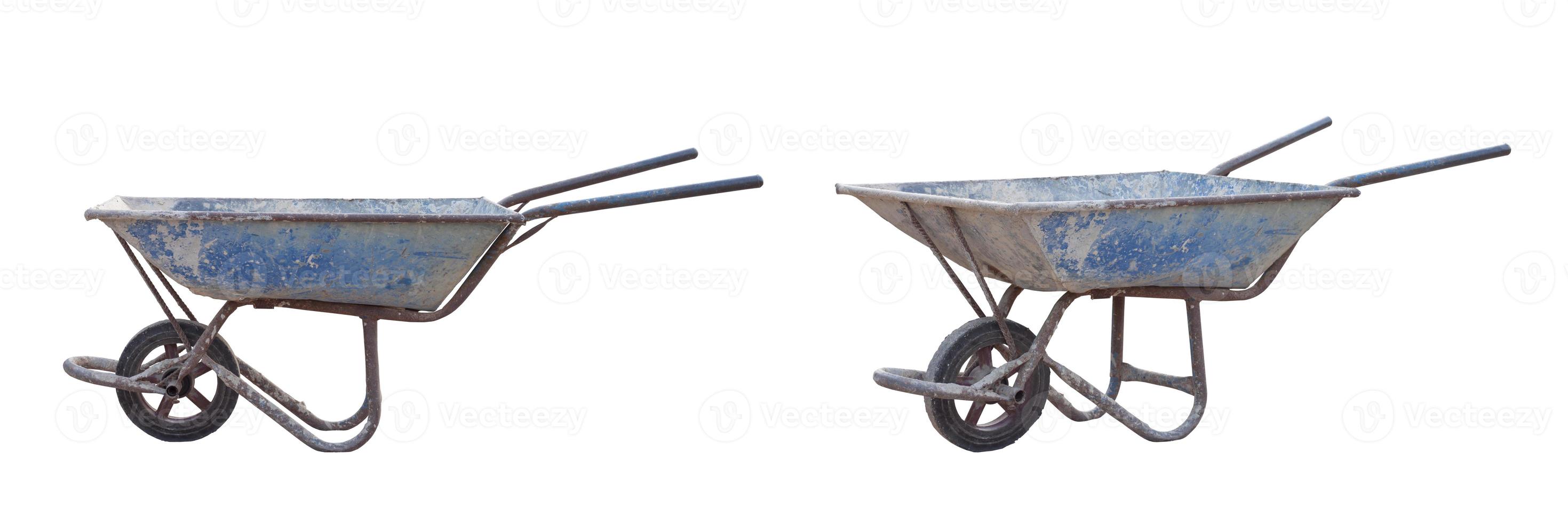 The wheelbarrow is a tool in the construction site or garden isolated on a white background included clipping path. photo