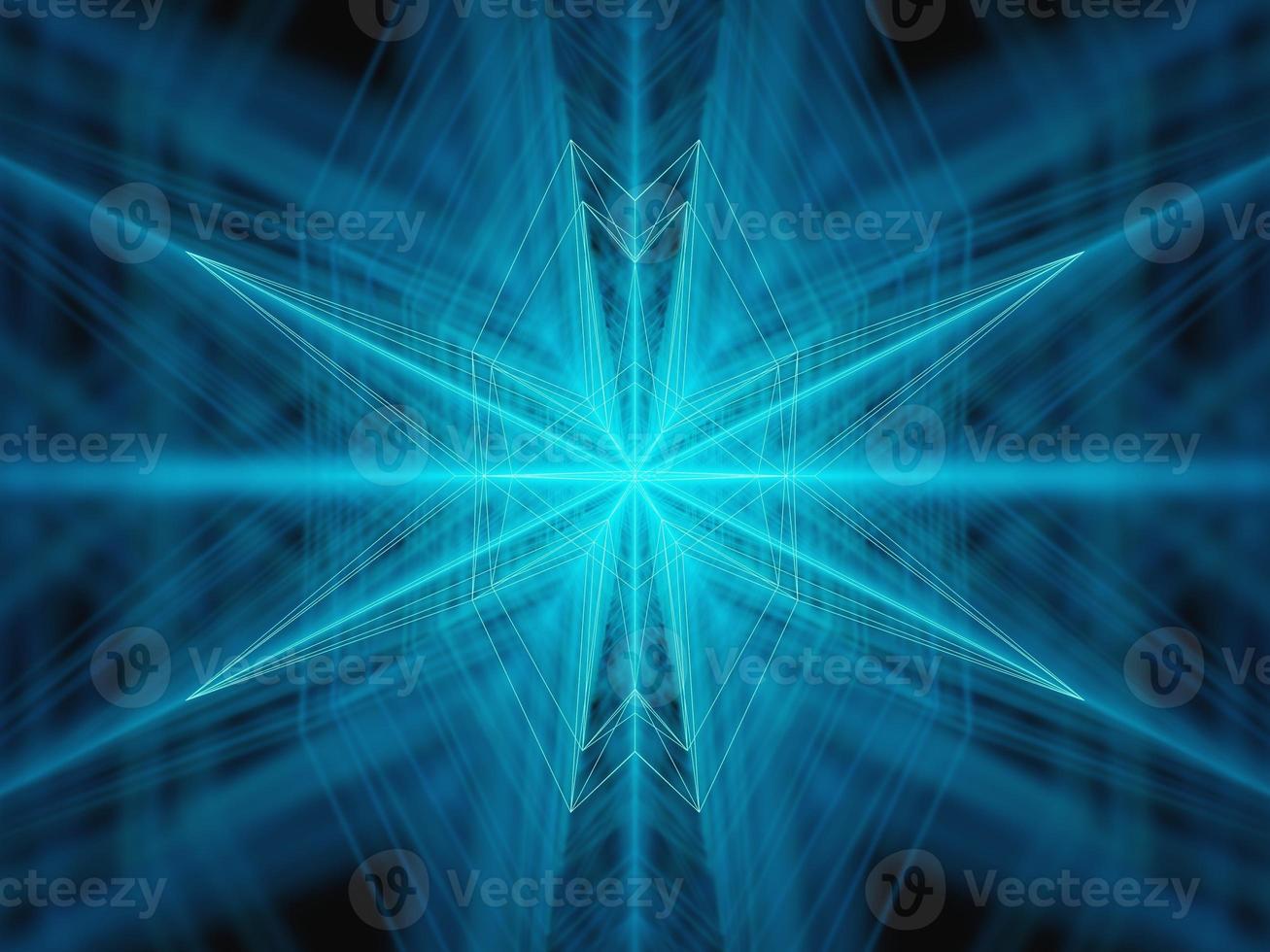 Bright blue star, 3d-rendering. Abstract Background.Stock illustration. photo