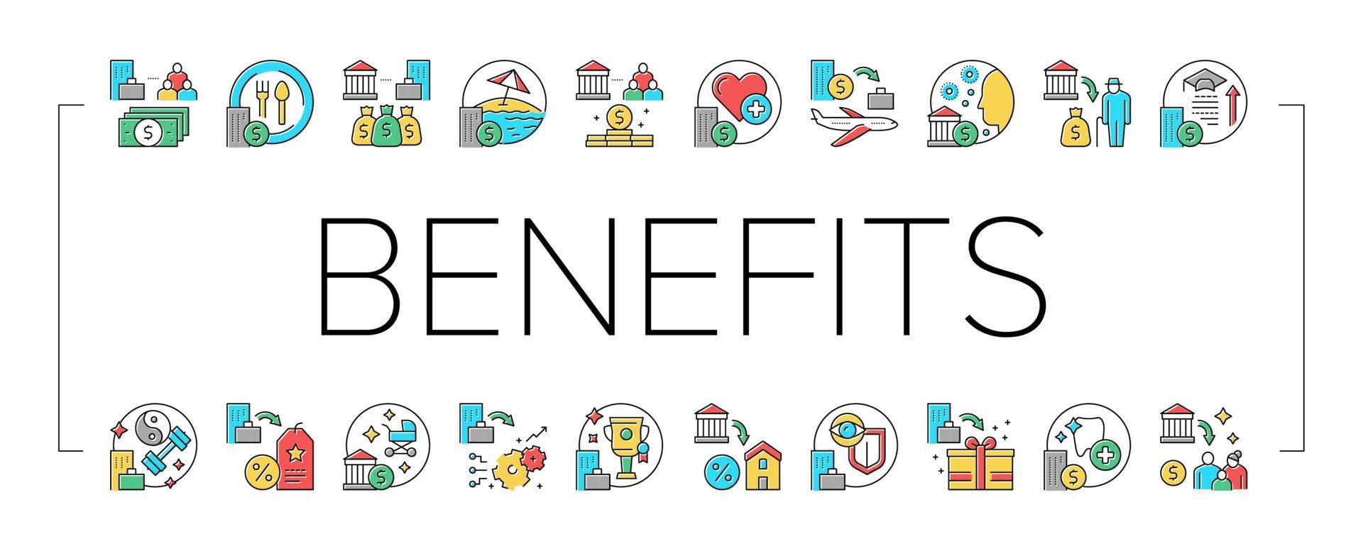 Benefits For Business Collection Icons Set Vector