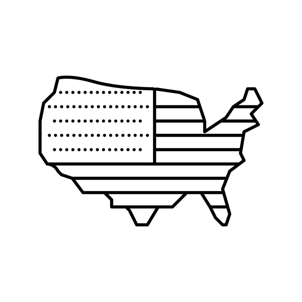 usa country map flag line icon vector illustration