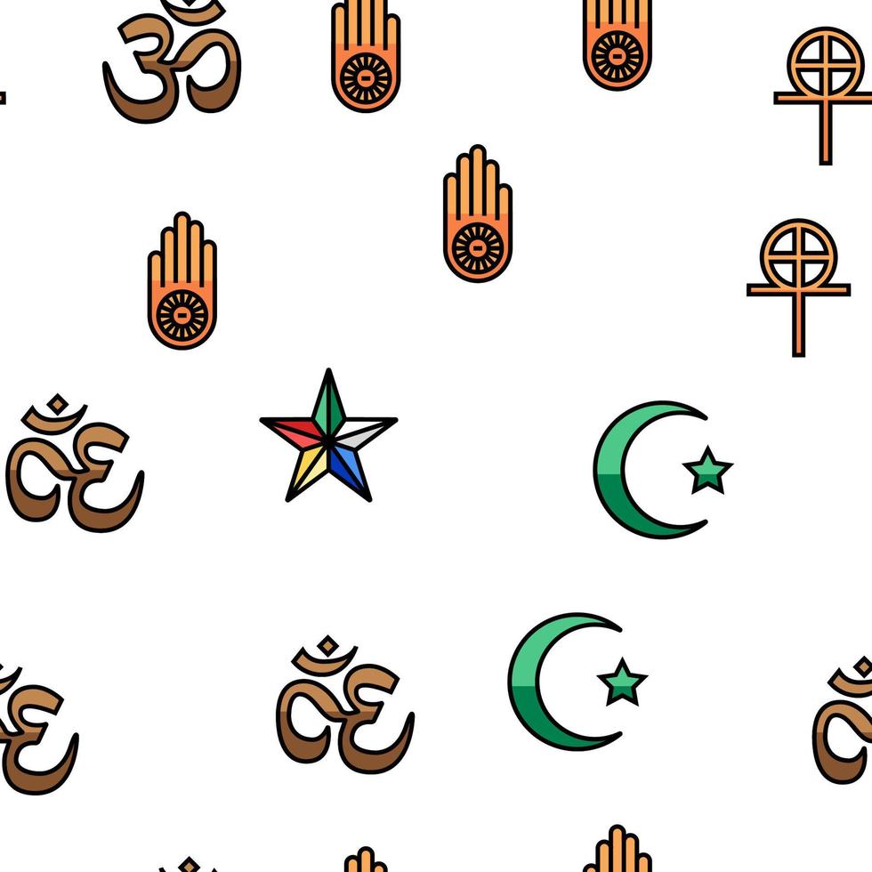 Religion, Prayer Cult And Atheism vector seamless pattern