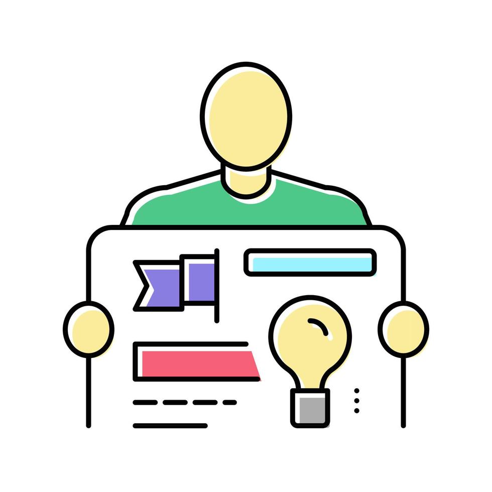 founder startup idea businessman color icon vector illustration