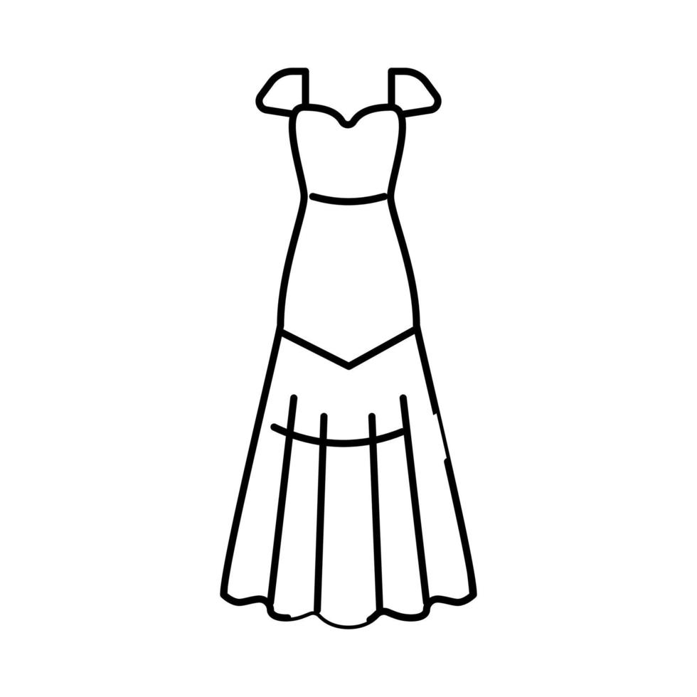 drop waist wedding dress line icon vector illustration