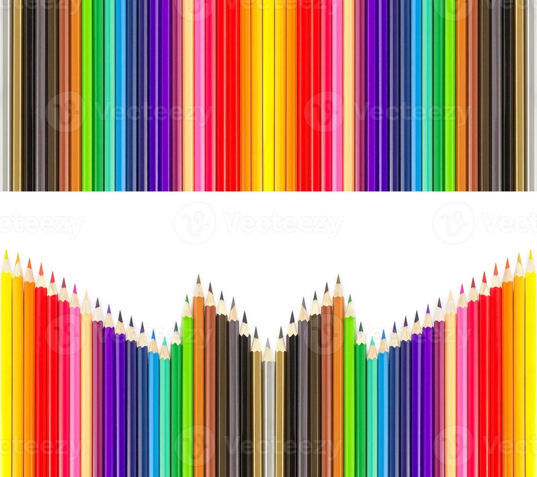 Colored pencils in rows photo