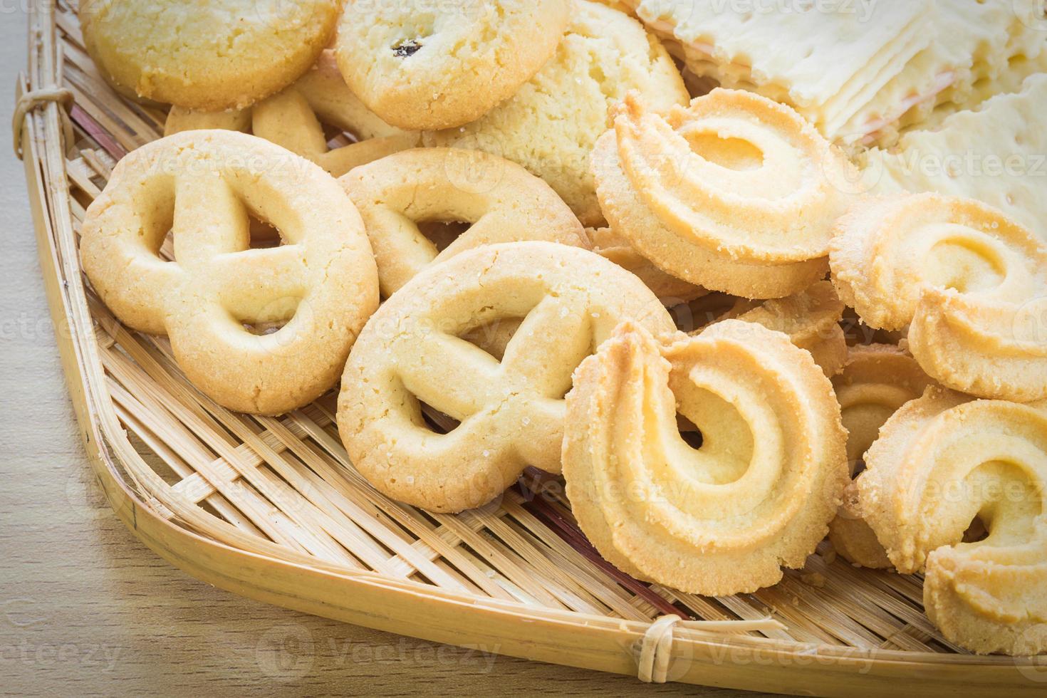 Cookies in bamboo bowl photo