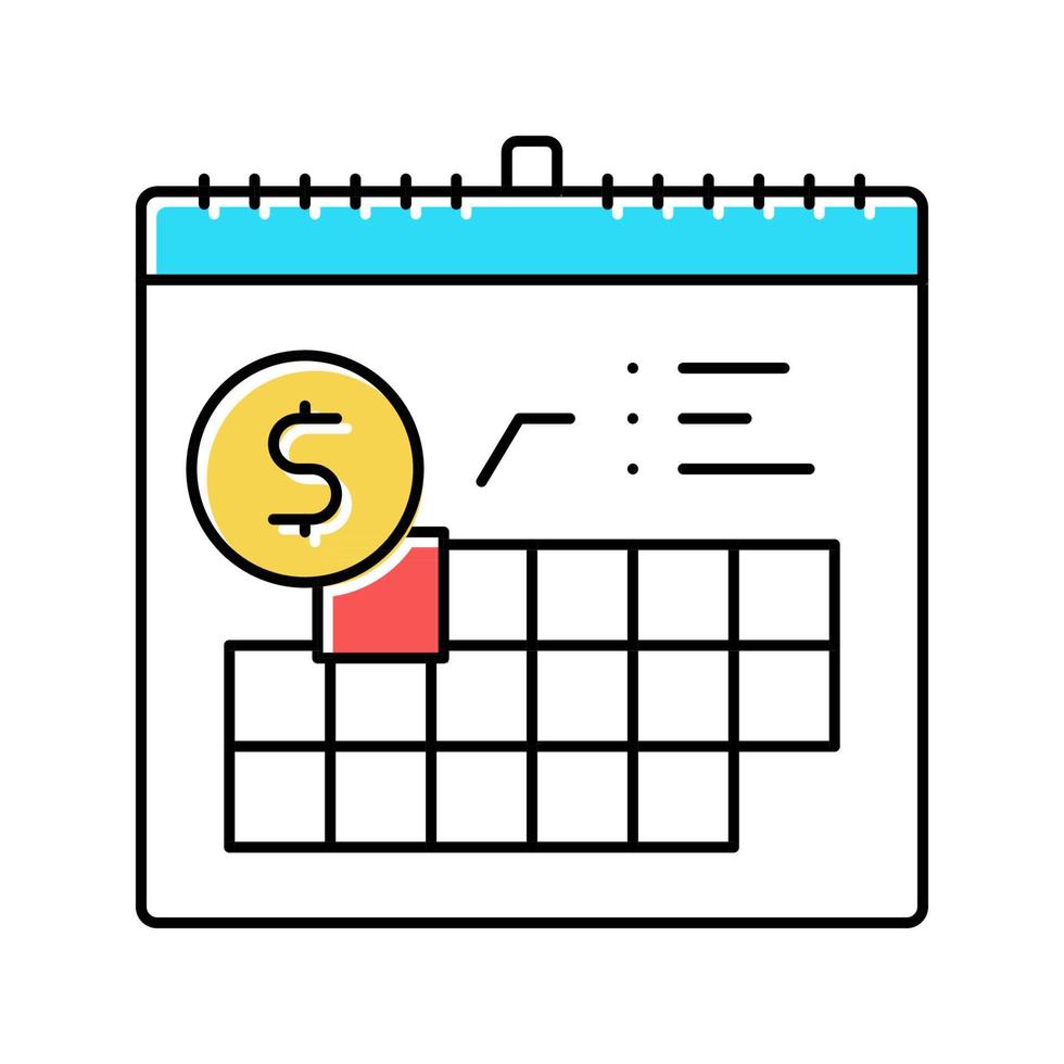 date for payment subscription color icon vector illustration