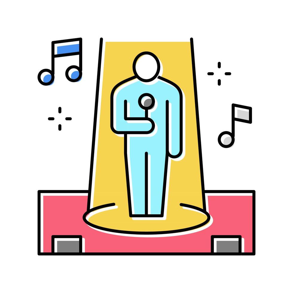 singer performance song on stage color icon vector illustration