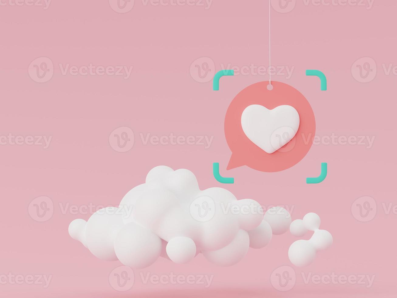 3D render, lovely heart floating on the air minimal sweet love scene decoration greeting cards, webpage banner, social media, Cute lovely heart background. Love day's design style. Valentines Day. photo