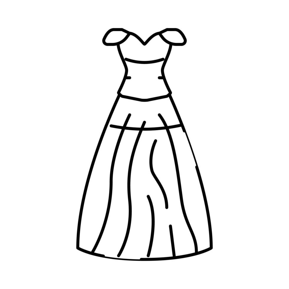 ballgown bride dress line icon vector illustration