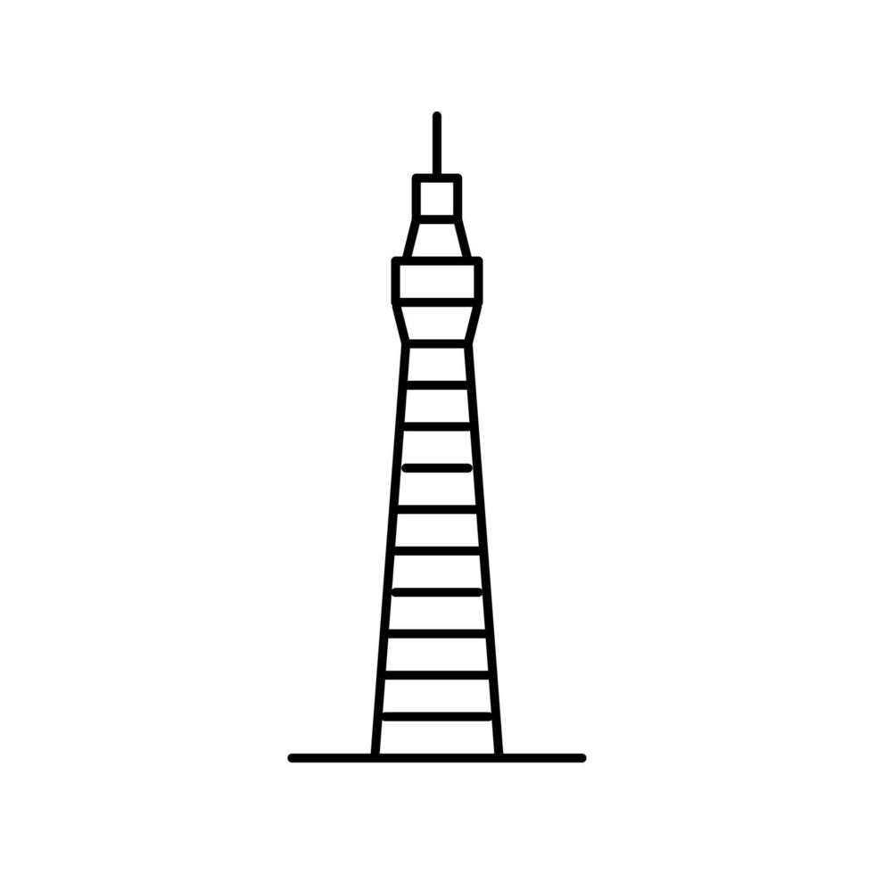 ilustración de vector de icono de línea de edificio de torre