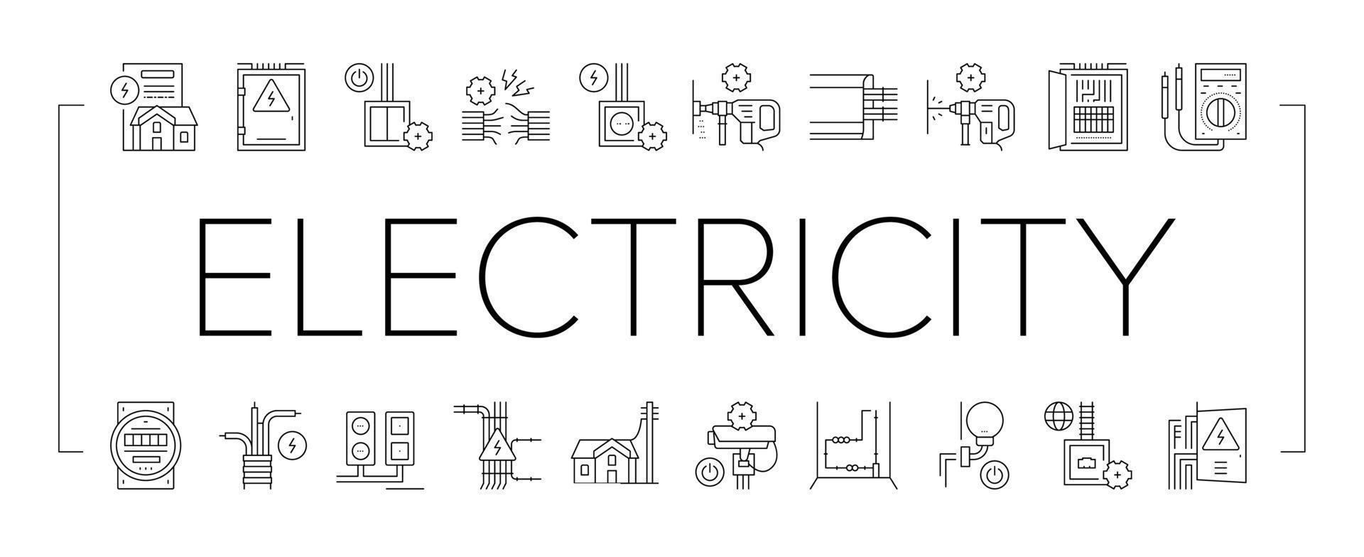 conjunto de iconos de herramientas de instalación eléctrica vector