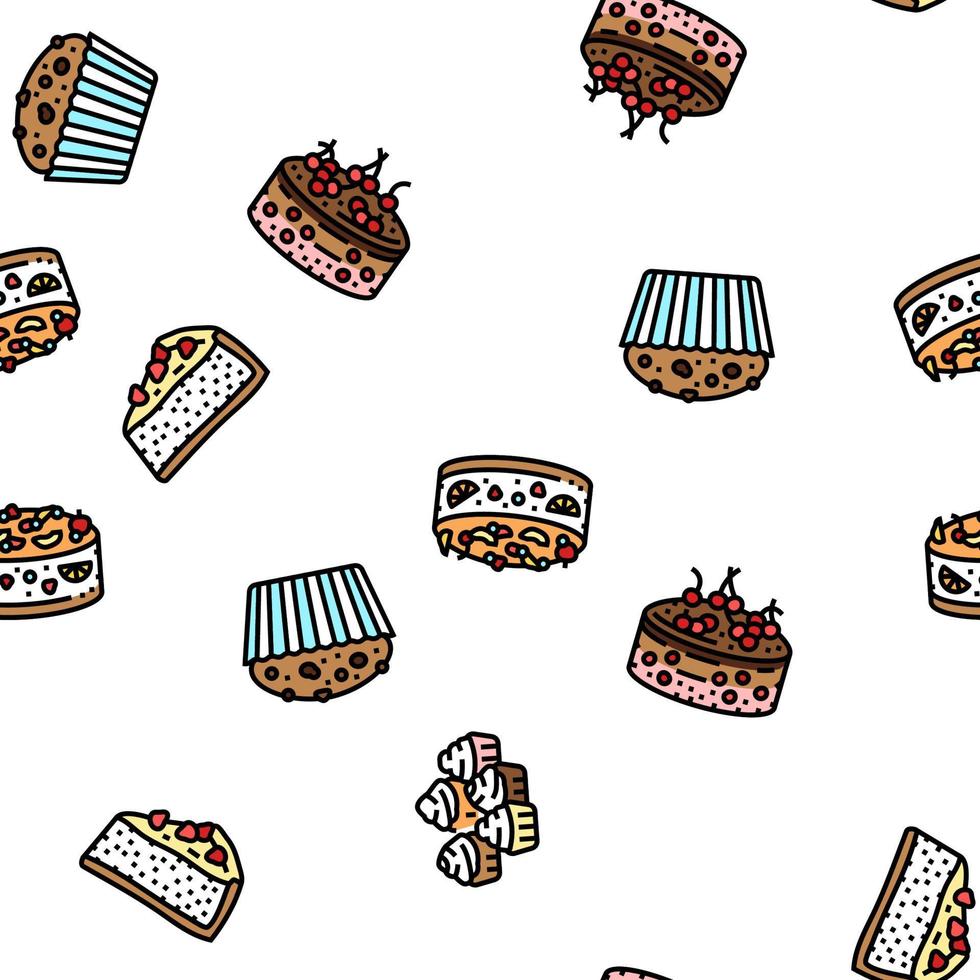 cake birthday food dessert party vector seamless pattern