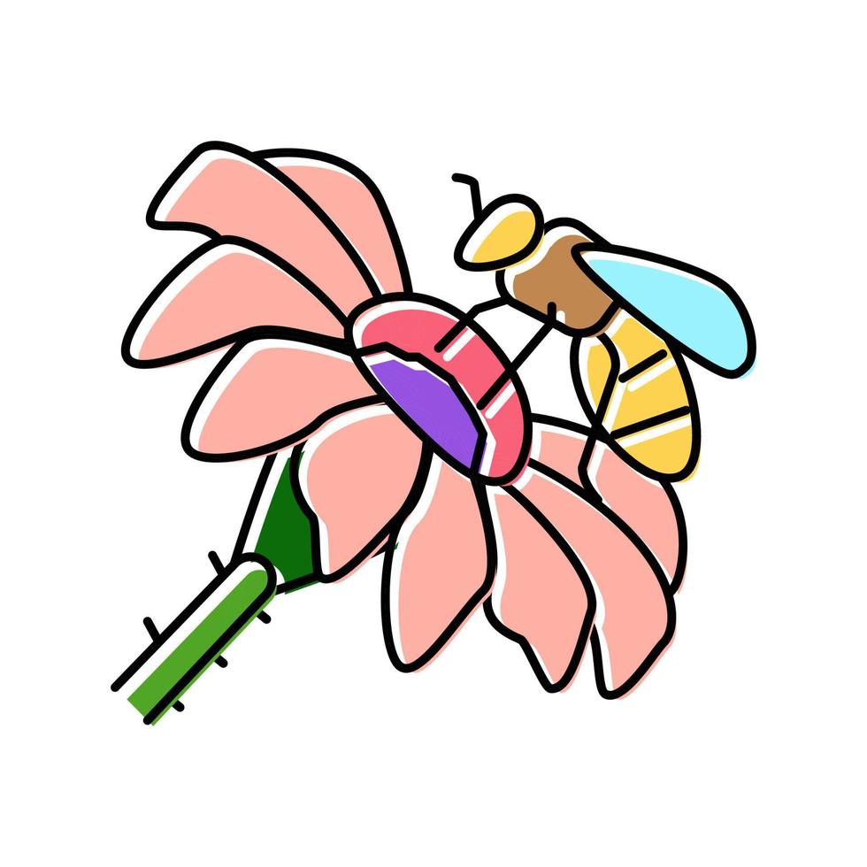 abeja primavera flor color icono vector ilustración