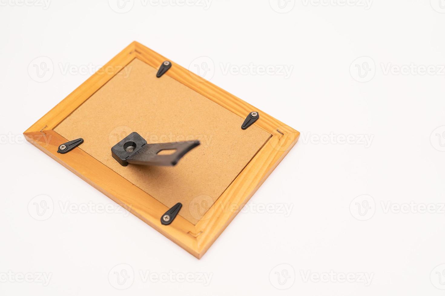 Back view of photo frame isolated on white background.