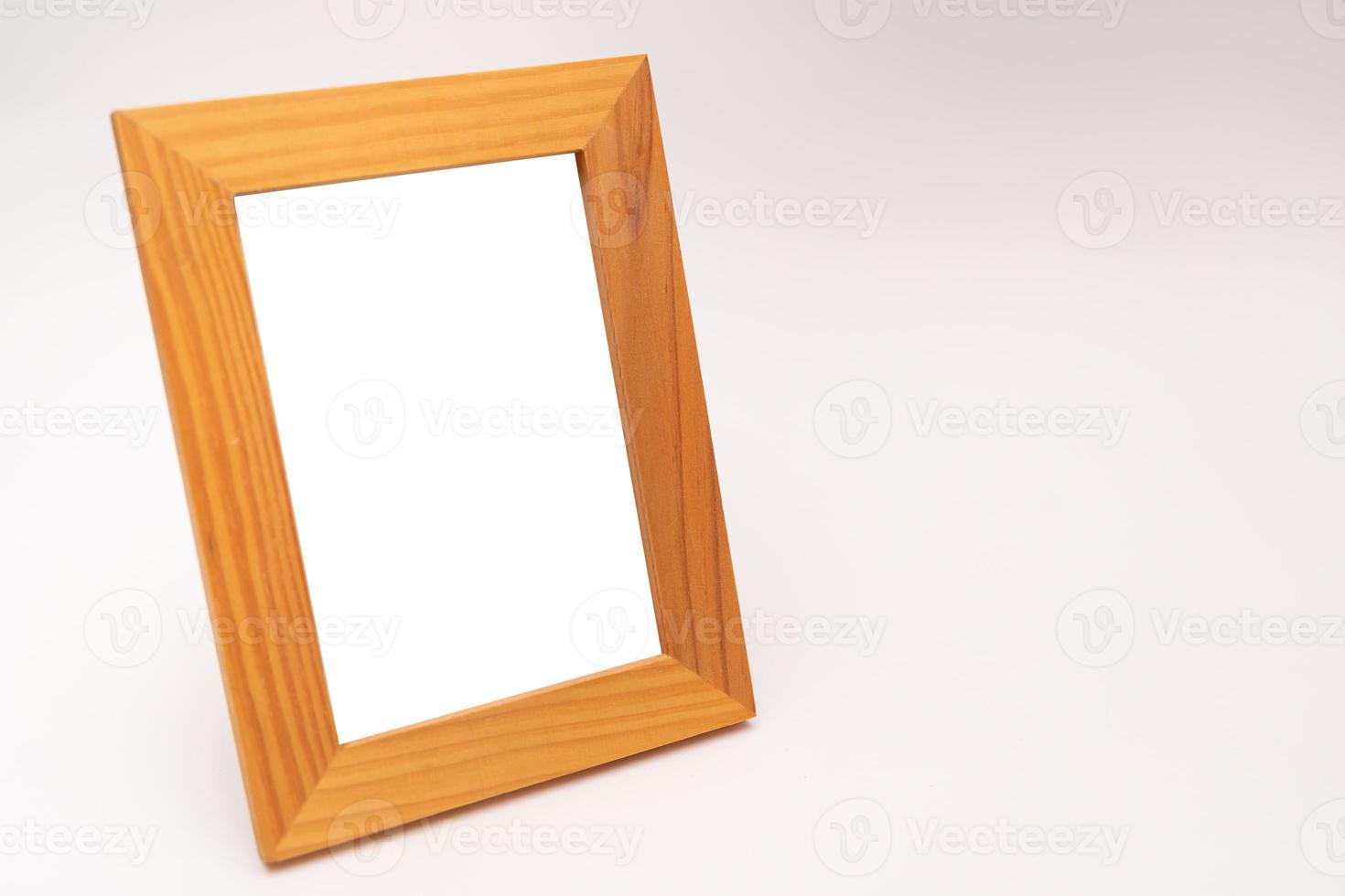 wooden photo frame. photo frame isolated on white background.