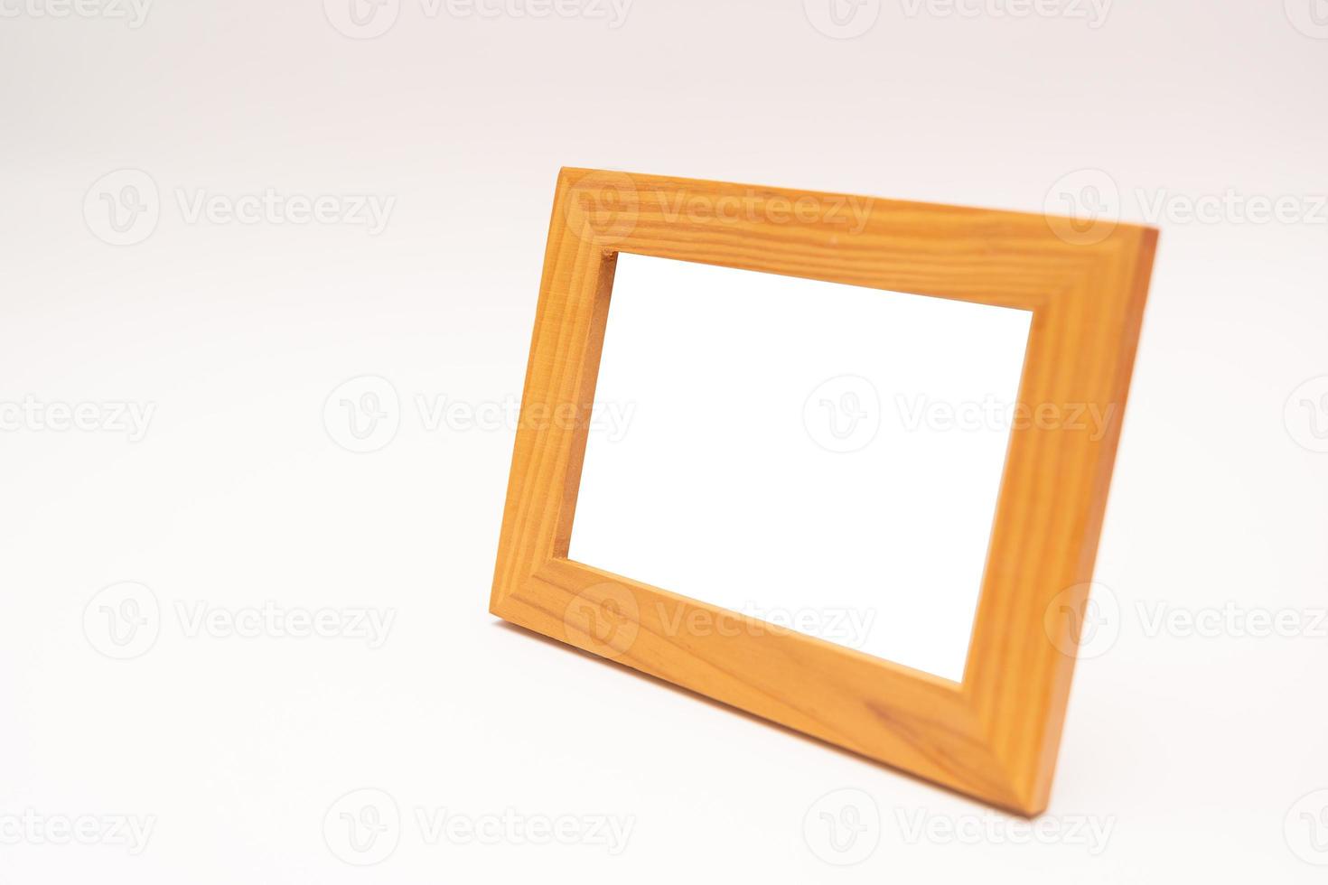 wooden photo frame. photo frame isolated on white background.