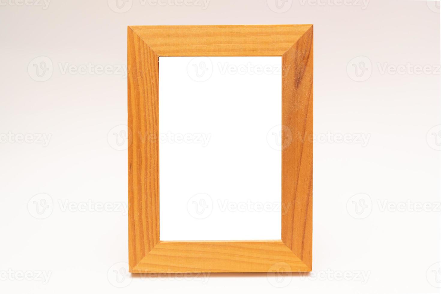 wooden photo frame. photo frame isolated on white background.