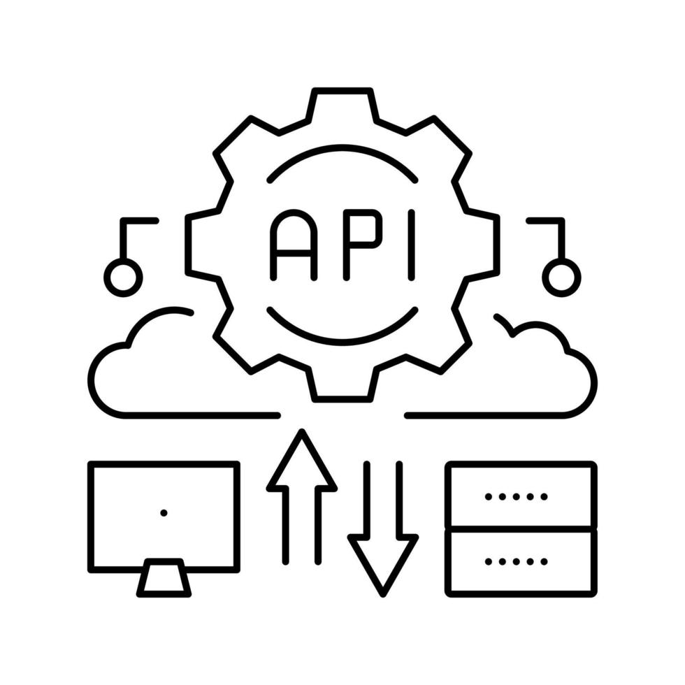 api digital technology line icon vector illustration