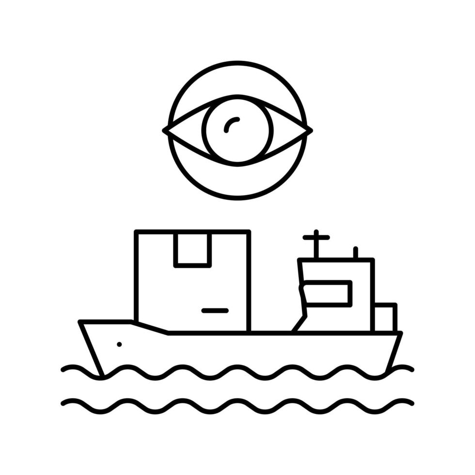 ilustración de vector de icono de línea de control y gestión de envío de barcos