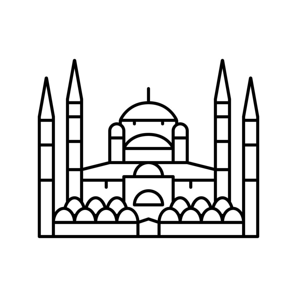 ilustración de vector de icono de línea de mezquita azul