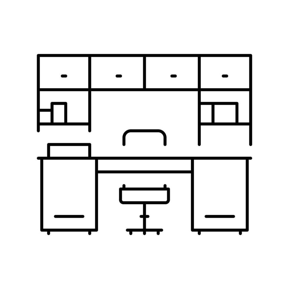 gabinete muebles línea icono vector ilustración