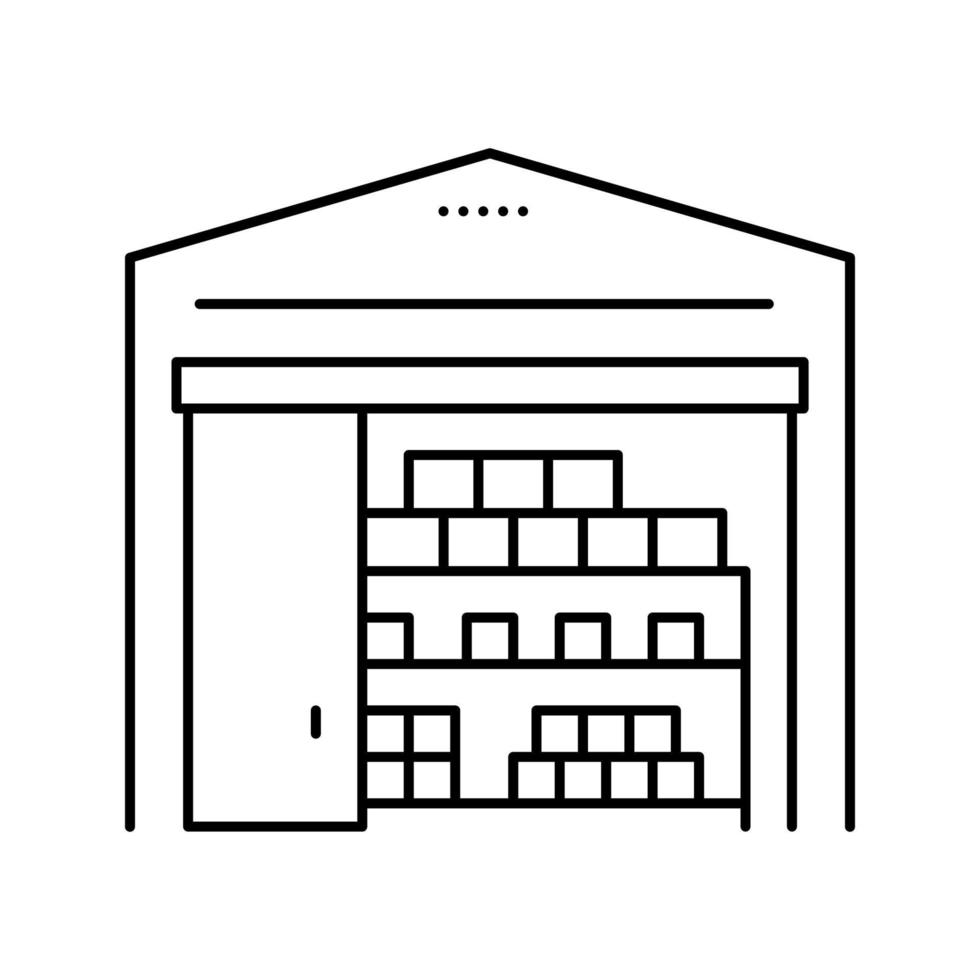 Ilustración de vector de icono de línea de servicio de entrega de almacén