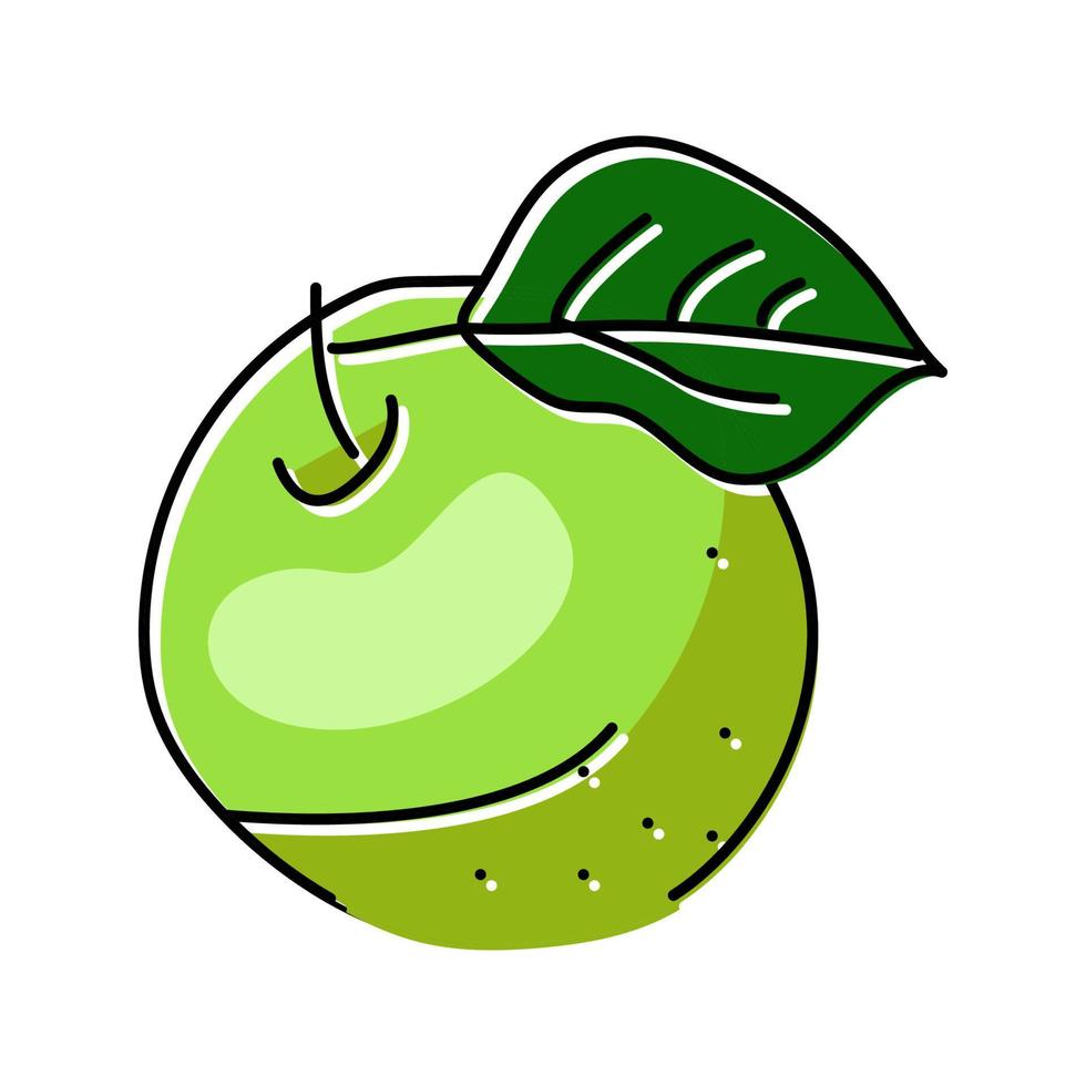 manzana verde madura fruta color icono vector ilustración