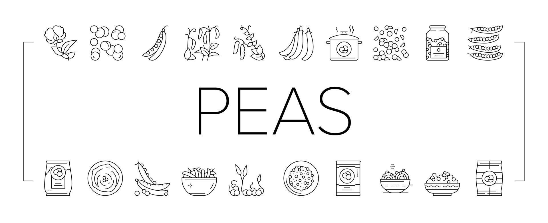 Peas Beans Vegetable Collection Icons Set Vector