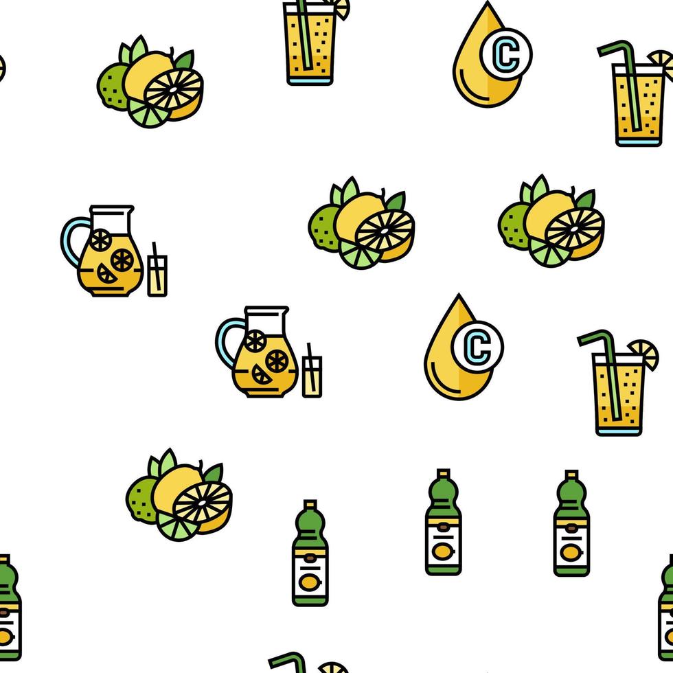 Lemon And Lime Vitamin Citrus vector seamless pattern