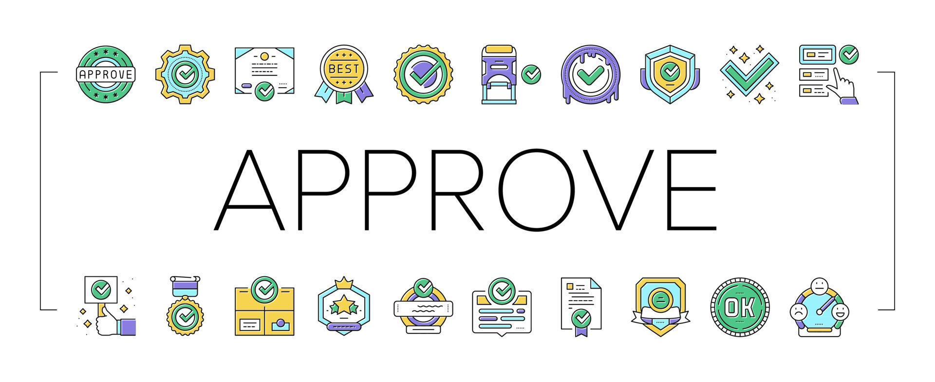 Quality Approve Mark And Medal Icons Set Vector