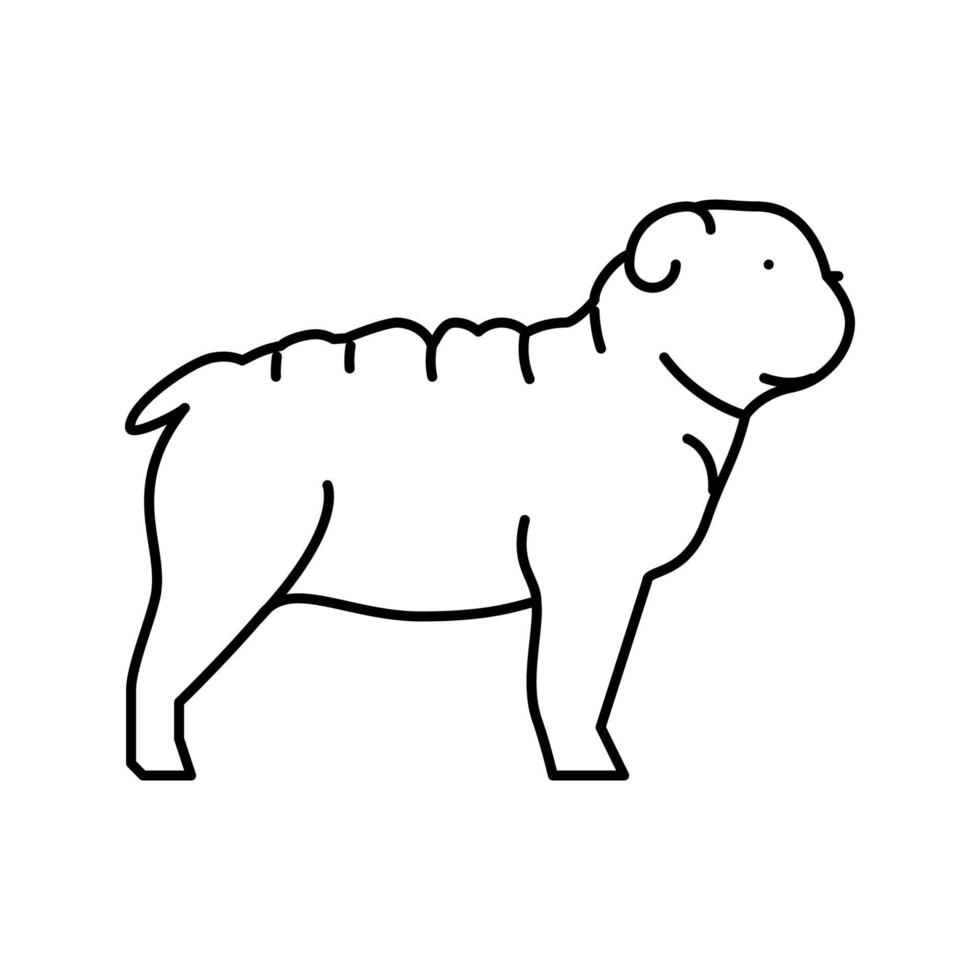bulldog perro línea icono vector ilustración